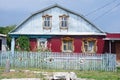 Sample of wooden architecture of the historical building in the area of vinnovka of the city of Ulyanovsk