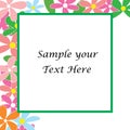 Sample your text here card with colorful flower in frame Royalty Free Stock Photo