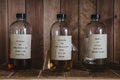 Samples of Clynelish whiskey inside Brora Distillery, Scotland.