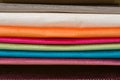 Samples of colorful interior fabrics. Book of fabrics for curtains, upholstery Royalty Free Stock Photo