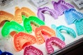 Colorful plastic dental impression trays