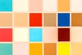 Samples of different colors in squares, colorful bright abstract mosaic background Royalty Free Stock Photo