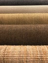 Samples of different woven carpet texture from sisal and natural Royalty Free Stock Photo