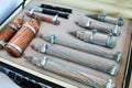 Samples of electric power cable at exhibition Royalty Free Stock Photo