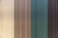 Samples of fabric vertical blinds in the salon. Modern trends in decor and interior design. Background. Space for text Royalty Free Stock Photo