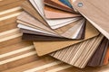 Samples of furniture or laminate on desk Royalty Free Stock Photo
