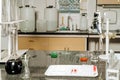 Samples in lab glassware surrounded by lab equipment in hospital laboratory Royalty Free Stock Photo