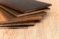 Samples of laminate floor boards Royalty Free Stock Photo