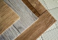 Samples of linoleum. Cutting and laying of floor coverings Royalty Free Stock Photo