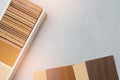 Samples of material, wood , on concrete table.Interior design select material for idea Royalty Free Stock Photo