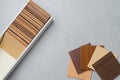 Samples of material, wood , on concrete table.Interior design se Royalty Free Stock Photo