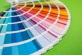 Samples of the palette of the color spectrum, catalog for tinting, multi-variant rainbow paper Royalty Free Stock Photo