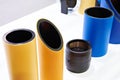 Plastic pipes for pipelines on exhibition Royalty Free Stock Photo