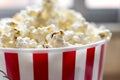 Bucket with popcorn. Royalty Free Stock Photo