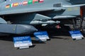 Samples of the suspension arms, missiles and aerial bombs of multirole fighter Eurofighter Typhoon