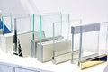 Thick glass in frames in exhibition .business