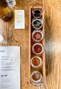 Sampling of a variety of beers at a local brewery