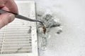 Sampling of ventilation dust with tweezers