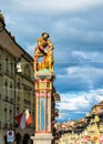 Samson fountain on the Kramgasse in the Old City of Bern Royalty Free Stock Photo