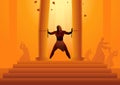 Samson held the pillars of the temple and pushing them apart Royalty Free Stock Photo