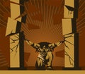 samson toppling the temple pillars Royalty Free Stock Photo
