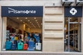 Samsonite logo on their shop in Belgrade. Samsonite International is an American luggage manufacturer and retailer