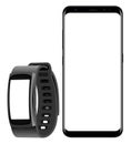 Samsung Galaxy S8 and Smartwatch Gear Fit Royalty Free Stock Photo