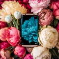 The samsung galaxy s8 is surrounded by colorful flowers. Generative AI