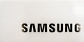 Samsung logo on refrigerator glass, Samsung brand