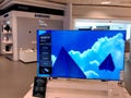 Samsung QLED TV displayed in the shopping mall