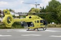 Samu des Pays de la Loire helicopter on the heliport of the Bretagne Atlantique hospital center in Vannes