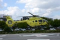 Samu des Pays de la Loire helicopter taking off from the heliport of the Bretagne Atlantique hospital center in Vannes