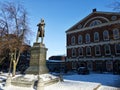 Samuel Adams Statue with Faneuil Hall in the background