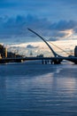 Samuel Beckett Bridge over Liffey river in Dublin, Ireland.