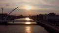 Samuel Beckett Bridge over River Liffey in Dublin - aerial view Royalty Free Stock Photo