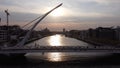 Samuel Beckett Bridge over River Liffey in Dublin - aerial view Royalty Free Stock Photo