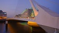 Samuel Beckett Bridge over River Liffey in Dublin - evening view - travel photography Royalty Free Stock Photo