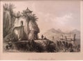 1843 Samuel Bradshaw Thomas Allom Engrave Lithograph Print Sketch Macau Grotto Camoes Garden Portuguese Macao Vintage Antique