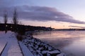The Samuel-de-Champlain walk seen during a beautiful winter sunrise Royalty Free Stock Photo