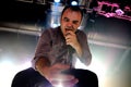 Samuel Herring, frontman of Future Islands (synthpop electronic dance band), performs at Razzmatazz stage Royalty Free Stock Photo