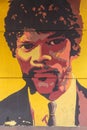 Samuel L. Jackson street art in Cannes, French Riviera, France Royalty Free Stock Photo