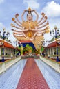 SAMUI, THAILAND - JULY 02, 2016: Sculpture of 1000-arms Guanyin in the temple Wat Plai Laem