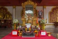 SAMUI, THAILAND - 06.11.2017: Mummified monk Loung Pordaeng in Wat Khunaram temple in Koh Samui in Thailand
