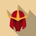 Samurai armor helmet with long shadow in a flat design. Vector illustration eps10 Royalty Free Stock Photo