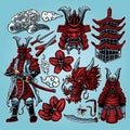 samurai pack illustration Royalty Free Stock Photo