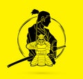 2 Samurai composition cartoon illustration graphic