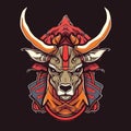 Samurai deer head mascot illustration Royalty Free Stock Photo