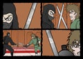 Samurai duel comic scene