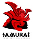 Samurai face mask vector logo template