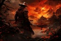 Samurai fire digitalart. Generate Ai